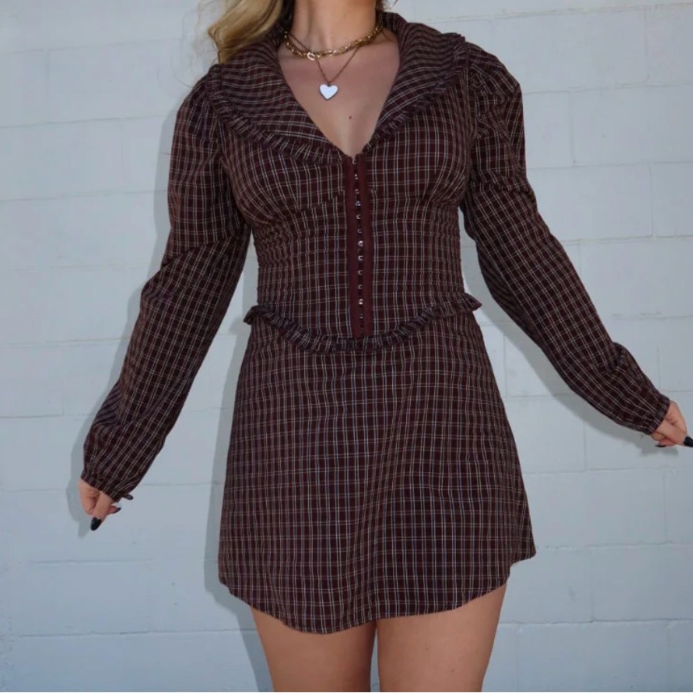 Plaid Long Sleeve Dress MEDIUM NWT